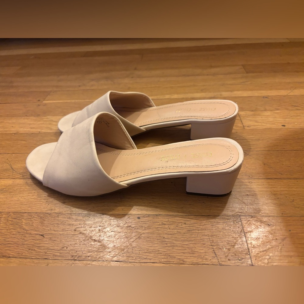 Cream Block Heel Sandals